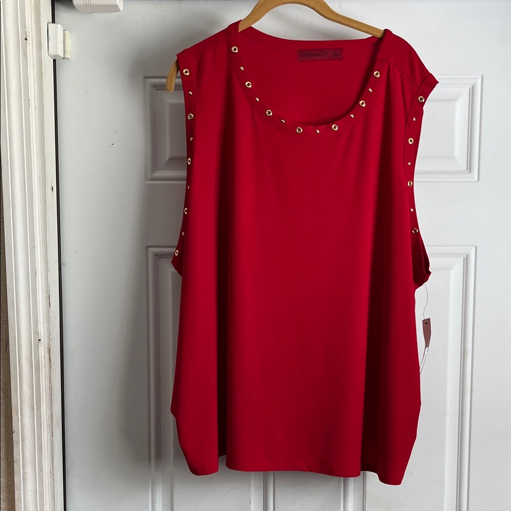 Elegant Red Tank Top with Gold Accents